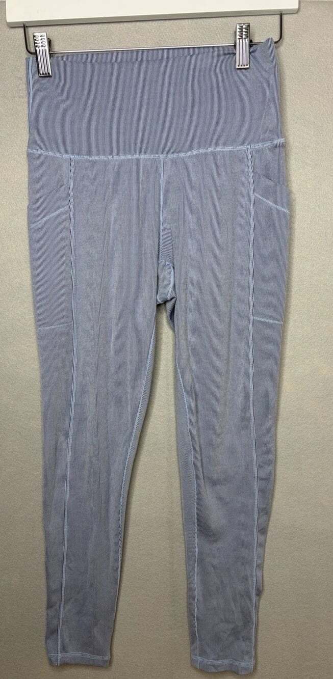 prAna Becksa 7/8 Leggings Size S Light Lavender Ribbed High Rise w/Pockets